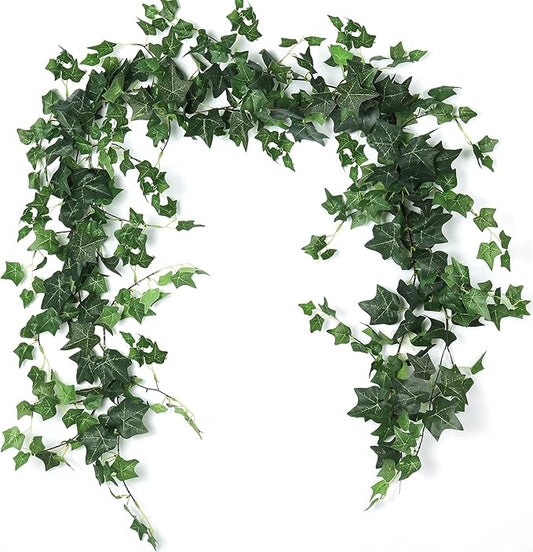 RECUTMS 3 Strands Artificial Ivy Vines 6.3Ft Green Ivy Garland Faux Hanging Plants Greenery Decoration Artificial Vines for Spring Home Decor Indoor Home Wall Wedding Room Easter Decor(Green)