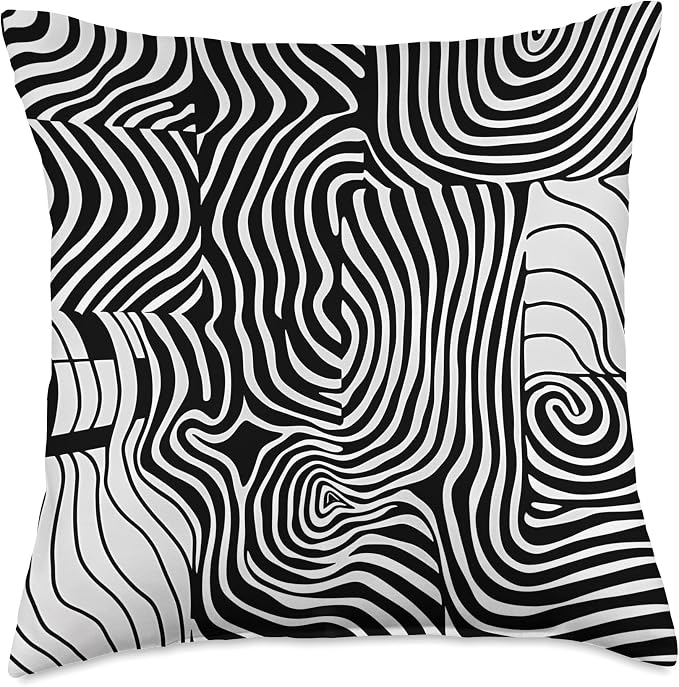 Black & White Modern Art Pattern Throw Pillow