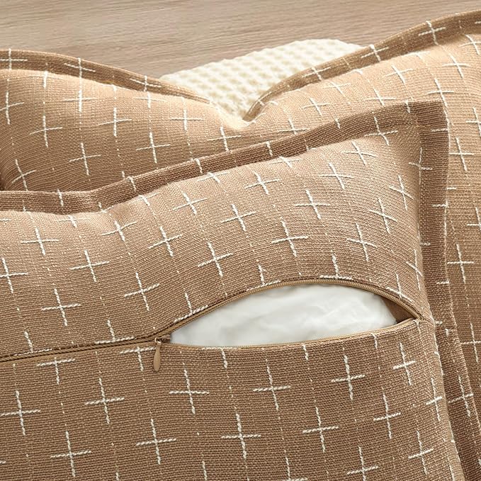 ZWJD 12x20 Pillow Covers Set of 2 Soft Polyester Textured Throw Pillow Covers with Stylish Flange Edge Cozy Farmhouse Throw Pillows for Couch Bed Sofa Living Room