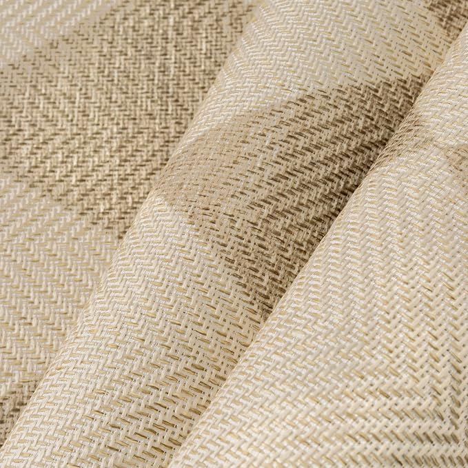HUGEAR 5x8 Outdoor Rug Brown/Beige Linen-Look Fabric Checkered Area Rug High Traffic Stain Resistant Easy Clean Durable Rugs for Indoor/Outdoor Patio Deck Balcony Porch Garden Courtyard