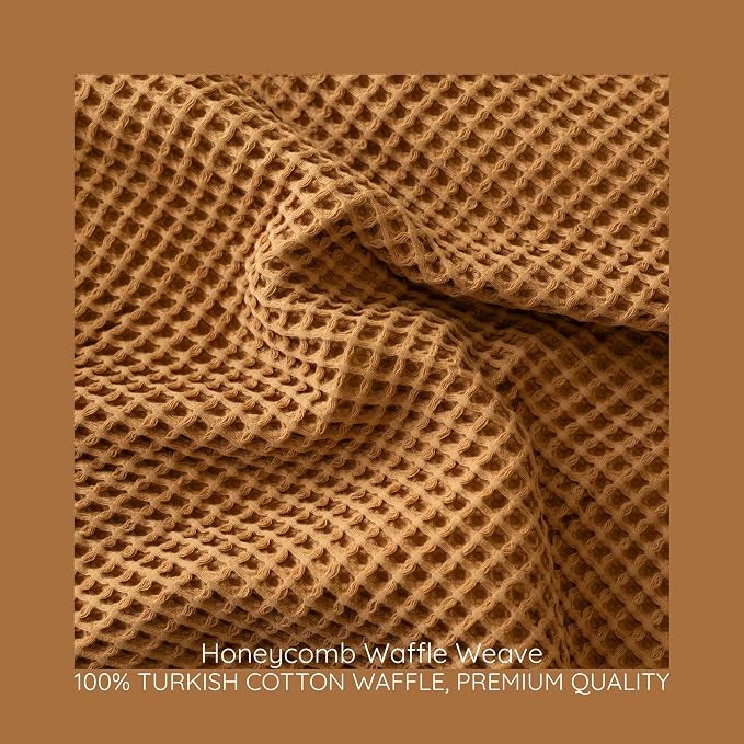 100% Turkish Cotton Throw Blanket King Size Caramel - Premium Quality, Light and Airy Waffle Weave All-Season Quilt - Lux Decorative Bedspread (Caramel, King Size 95" x 110" Inch)