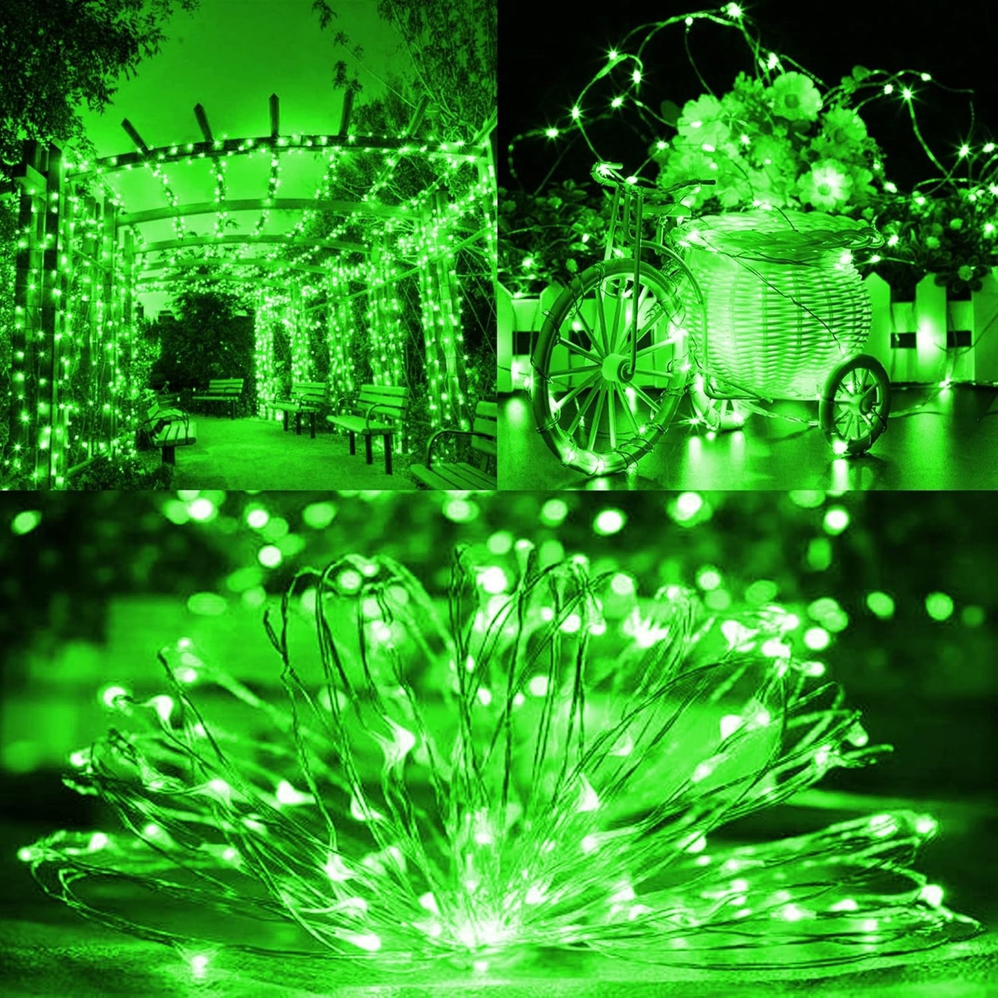 TW SHINE Green Solar String Lights Outdoor, Total 80 FT 240 LED Solar Powered Waterproof Fairy Lights 8 Modes Copper Wire Christmas St. Patrick's Day Party Tree Wedding Yard Decorations, 2 Pack