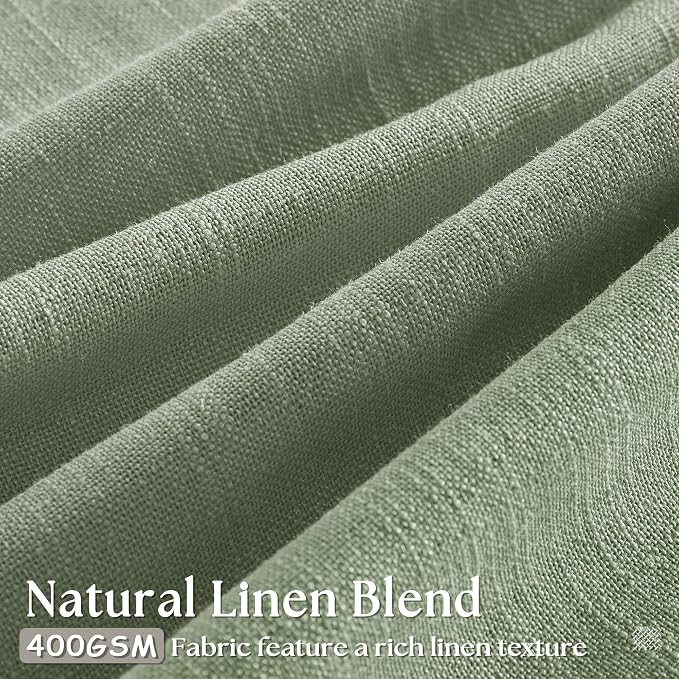 Green Linen Semi Sheer Curtains 90 Inches Long for Living Room Bedroom Light Filtering Sage Green Textured Burlap Pinch Pleated Curtains 90 Length Hooks Rings Back Tab for Sliding Door 2 Panels