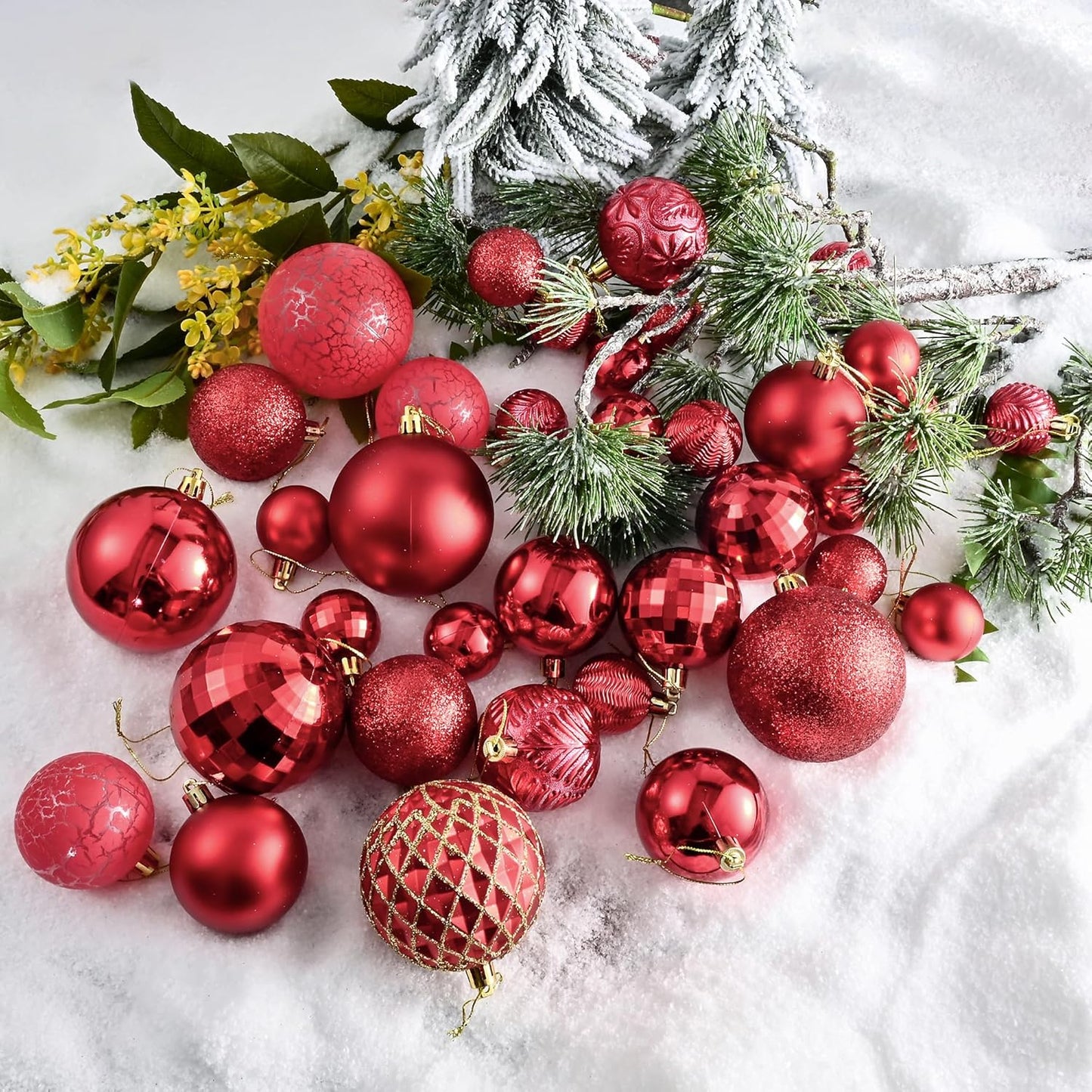 LANGXUN 36pcs Red Christmas Tree Decorations Balls, Bolas De Navidad, 2025 Christmas Decor, Indoor Outdoor Shatterproof Christmas Ornaments, Xmars Party Wedding Suppiles