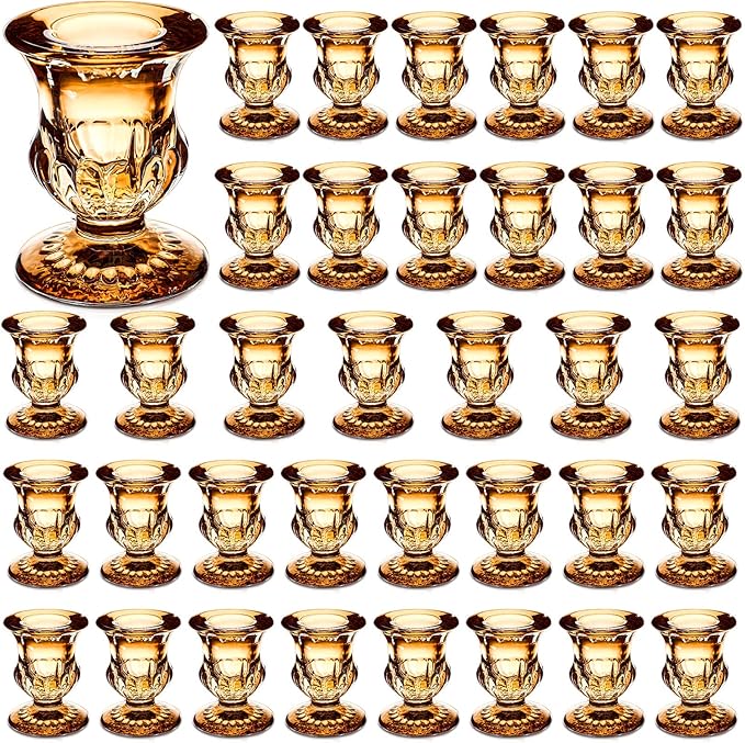 Clear Glass Candlestick Holders Taper Candle Holder Bulk 2.5 Inch Candle Stick Holder for Table Centerpiece Mantel Wedding Housewarming Gift Rustic Vintage Valentines Dinning Decoration