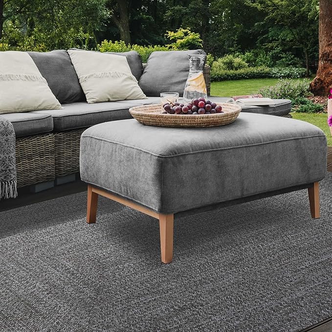 Superior Large Indoor/Outdoor Area Rug, Multi-Tone Reversible Braided Floor Decor for Patio, Front Porch, Entryway, Living Room, Office, Nursery, Artistic Home, 3' x 5', Canvas-White