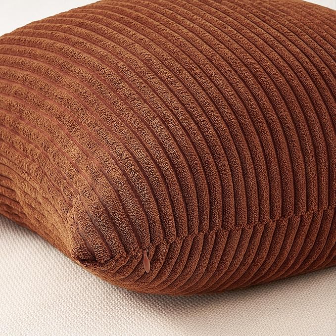 Topfinel 24x24 Inch Pillow Covers Set of 4 Yellow Brown Gradient Farmhouse Pillow Case Rustic Modern Soft Corduroy Striped Decorative Cushion Cover for Sofa Couch Living Room Bedroom