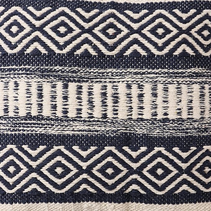 REDEARTH · Boho Textured Throw Pillow Cases - Cushion Covers Tufted Decorative Farmhouse Fall Set for Couch - Sofa - Dining - Patio - Outdoor - 100% Cotton (18"x18" - Indigo Impressions) Pack of 2