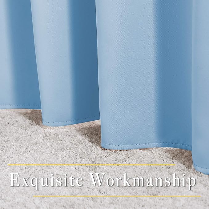 NICETOWN Blue Blackout Curtains 84 inch Length 2 Panels, Grommet Thermal Insulated Window Treatments Light & Sound Reducing Drapes for Living Room/Bedroom, W46 x L84