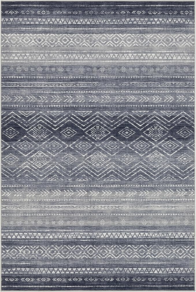 Tortania Area Rug Living Room Rugs- 10x13 Washable Large Soft Neutral Boho Moroccan Bohemian Farmhouse Rug Indoor Floor Carpet for Bedroom Under Dining Table Home Office Decor - Blue Gray