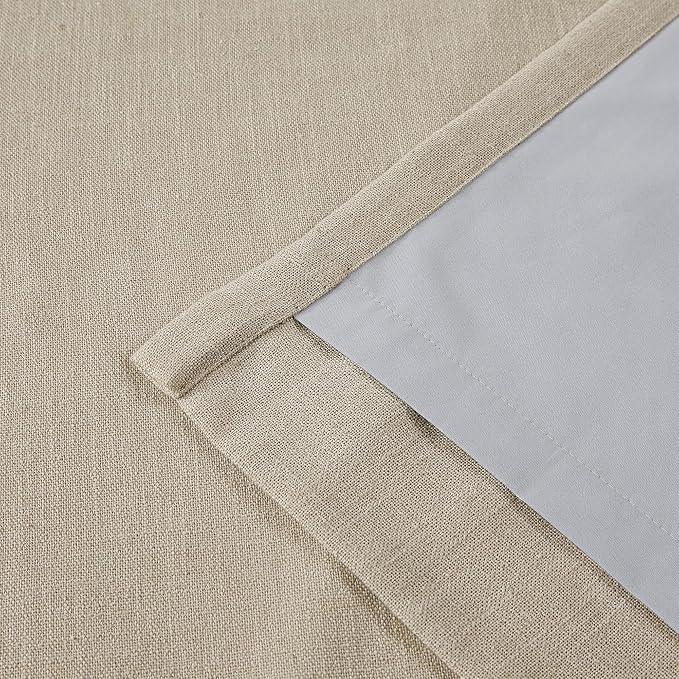Vision Home Sand Pinch Pleated Full Blackout Curtains Linen Blended Room Darkening Window Curtains 102 inch for Living Room Bedroom Thermal Insulated Pinch Pleat Drapes with Hooks 40" Wx102 Lx2