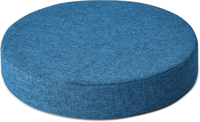AddGrace 2.5" Thick Non Slip Round Chair Pad 1 Pack, 16", Blue | Machine-Washable Cover, Non-Slip, for Kitchen, Dining Room, Office, Floor, Bistro Cafe, for 16" Ottoman, 16" Round Stool