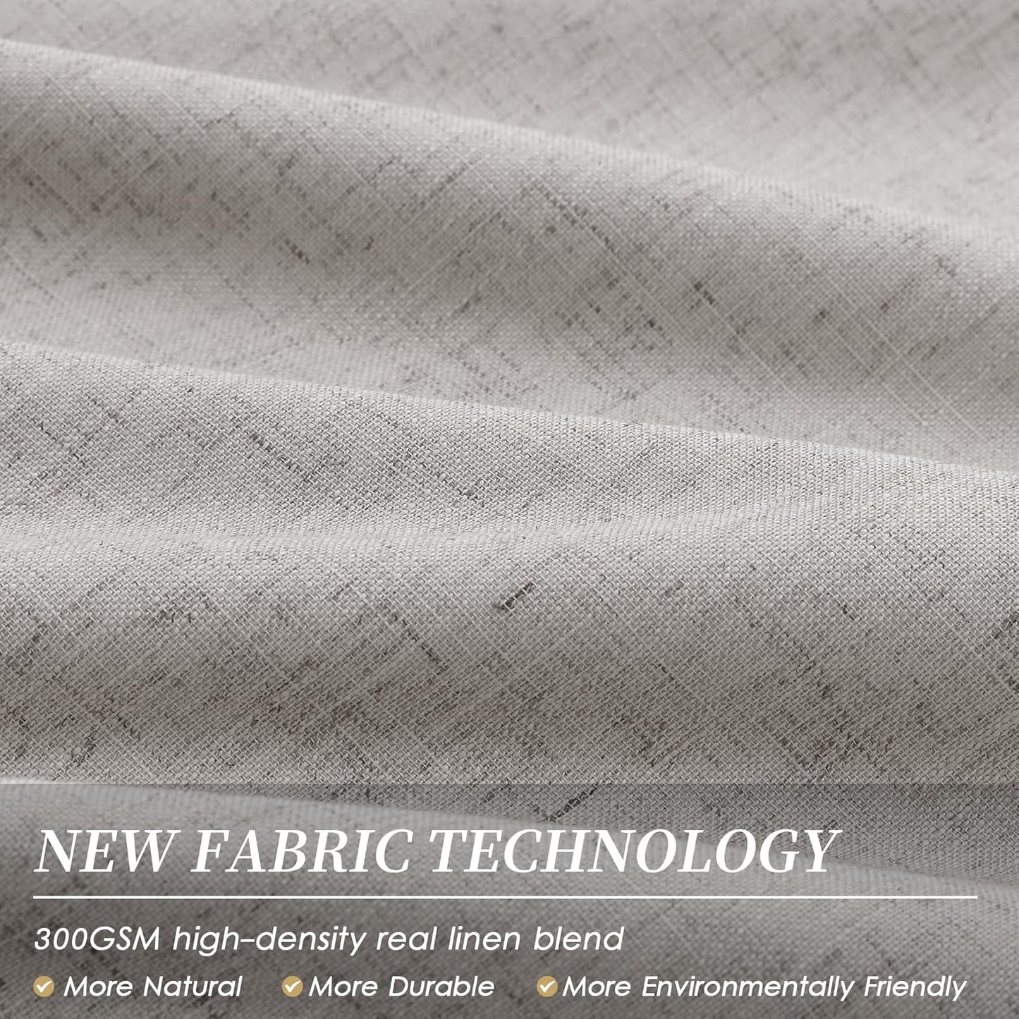 BOODII 108 Inch Black Out Curtains 2 Panels Set Back Tab Thermal Insulated Natural Linen Textured Blackout Curtains Noise Reducing Silver Gray Neutral Living Room Darkening Window Drapes 52x108