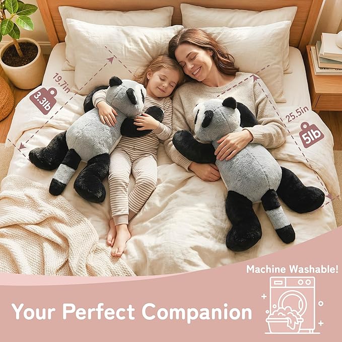 Niuniu Daddy 24" | 5 Pound Raccoon Weighted Stuffed Animals for Kids Adults, Raccoon Weighted Plushies Toys for Sleeping, Lying Body Pillow Huggable Gift for Everyday Comfort for Birthday Christmas