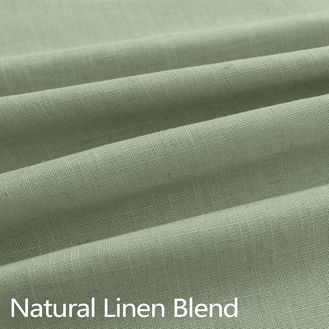 DANCURTON Sage Green Pinch Pleated Linen Curtain 63 Inch Long for Living Room 2 Panel Stone Washed Earth Tone Decor Back Tab Boho Neutral Greige Earthy Thick Sheer Pleat Drape for Bedroom 40x63 Length