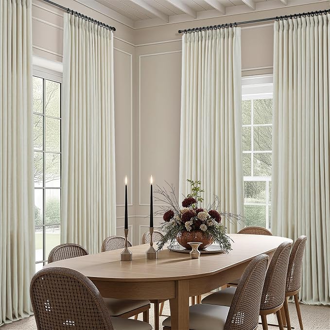 Beige Linen Pinch Pleated Curtains 58 Inch Length 2 Panels for Living Room Bedroom Country Rustic Neutral Boho Primitive Semi Sheer Pleat Drapes Light Filtering Short Curtains 40 x 58 Long Back Tab