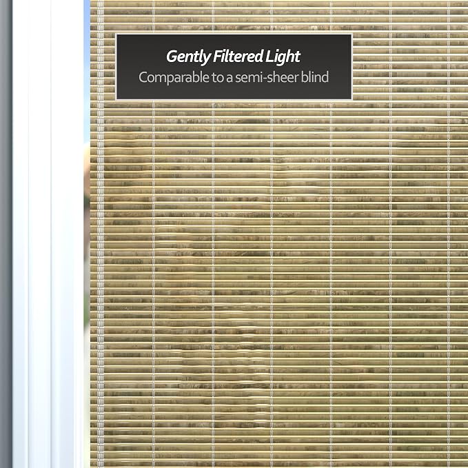 Red Lantern Burnt Bamboo Cordless Window Shade - Natural, 48" Wide