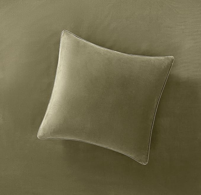 Brooklyn Loom Matte Cotton Velvet 20x20 Green Decorative Pillow