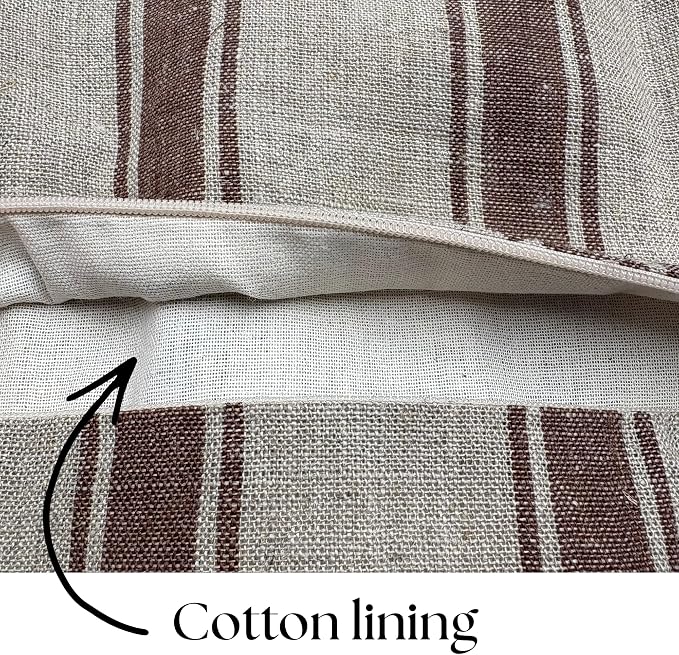 Linen Throw Pillow Covers Stripe Pillow Cover 18x18 inch Spring Decorative Pillow Covers for Living Room, Bedroom