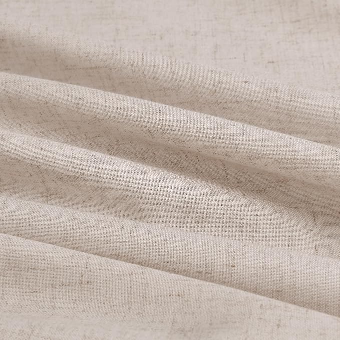 Guken Cream Beige Pinch Pleated Linen Curtains 84 Inches Long 2 Panels Set for Living Room Bedroom Modern Farmhouse Boho Semi Sheer Light Filtering Back Tab Draps with Hooks Rings for Nursery 40x84