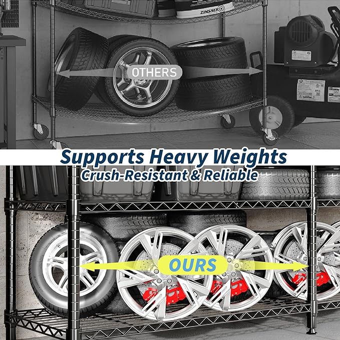Garvee 70.8" W Storage Shelves Metal Shelving Unit, 4-Tier Heavy Duty Wire Shelving Extra Wide L-Shaped Storage Rack for Apartment Pantry Kitchen Corner Bedroom