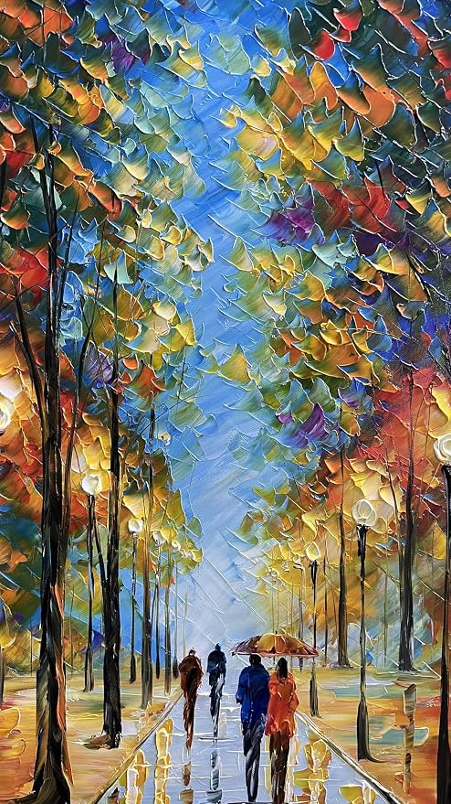 Tyed art- Large Vertical Wall Art ,handpainted Canvas Paintings Landscape Trees,Framed Textured Wall Art,Modern Home Wall art Living room bedroom bedside sofa background Wall Decor , Landscape Artworks Picture 60 by30 inch