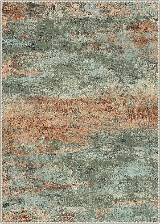 BEIMO Area Rugs 6x9 for Living Room Bedroom, Modern Abstract Machine Washable Rug, Large Soft Low Pile Floor Carpet with Non Slip Backing for Dining Room, Sage Green
