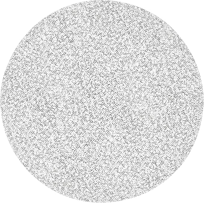 Spatial Order 22" Round Ottoman with Wooden Base - Cream Boucle with Gray Yarns