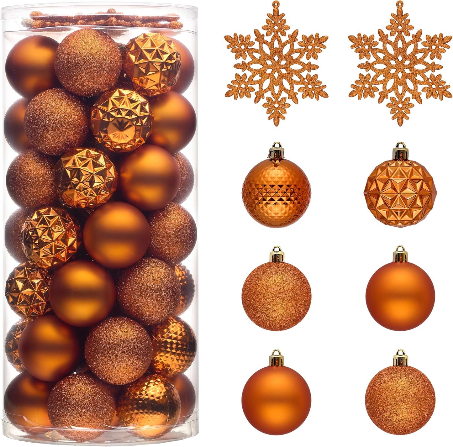 Valery Madelyn Christmas Tree Decorations Ornament Set for Fall Halloween, 50ct 2 Inches Orange Shatterproof Christmas Ball Ornaments Hanging Xmas Holiday Party Decor