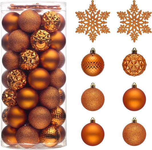 Valery Madelyn Christmas Tree Decorations Ornament Set for Fall Halloween, 50ct 2 Inches Orange Shatterproof Christmas Ball Ornaments Hanging Xmas Holiday Party Decor