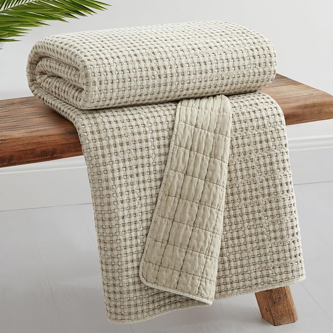Levtex Home - Mills Waffle - Throw - Wheat Cotton Waffle - Throw Size 50 x 60in.
