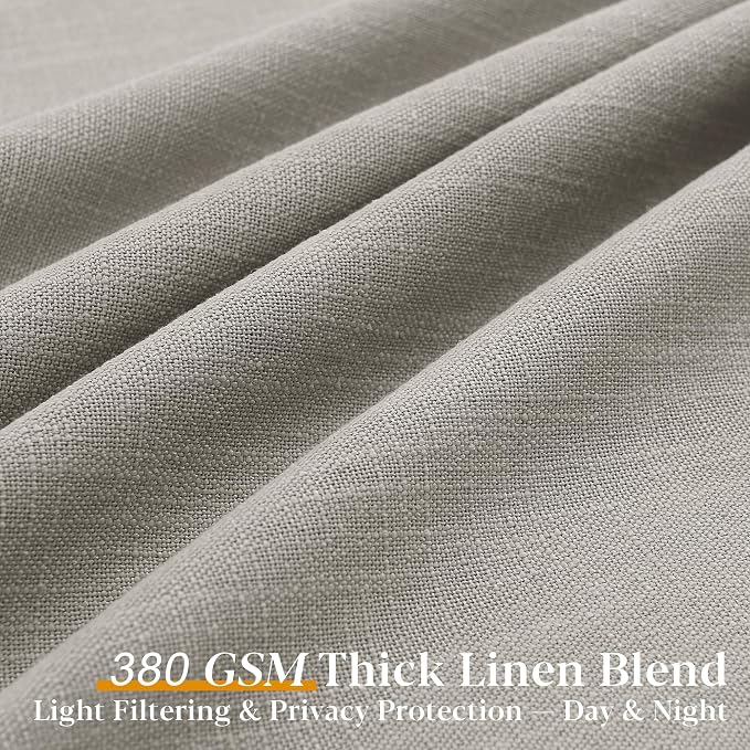 Taupe Linen Curtains 120 Inch Length 2 Panels Set Semi Sheer Light Filtering Privacy Window Drapes for Living Room Dark Flax Viral Pinch Pleated Curtains 120 Inches with Hooks Rings Burlywood Birch