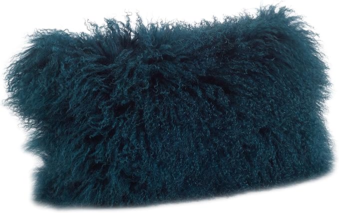 SARO LIFESTYLE Mongolian Lamb Fur Poly Filled Throw Pillow