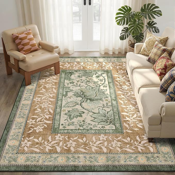 GarveeHome Leaves Floral Area Rug