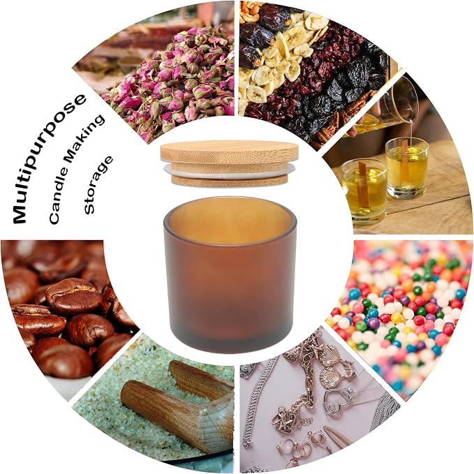 MILIVIXAY 20 Pack 4 OZ Frosted Amber Glass Candle Jars with Lids and Candle Making Kits - Bulk Small Empty Candle Jars for Making Candles - Spice, Powder Containers.