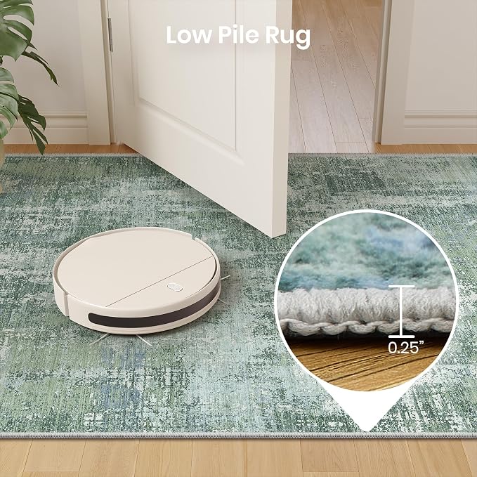 Valenrug Washable Rugs 6x9 - Ultra Thin Stain Resistant 6x9 Rugs for Living Room, Non Slip Backing 0.25" Low Pile Abstract Rugs for Bedroom, Folable Machine Washable Area Rug(6'x9', Sage Green)