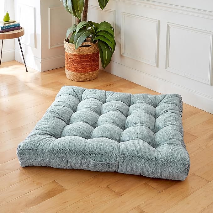 Sorra Home Tufted Floor Pillow with Handle - Square Plush Oversized Pillow for Lounging - Bedroom, Dorm & Indoor Floor Cushion - Polyester Fill - Sutherland Monument (40" x 40" x 5")
