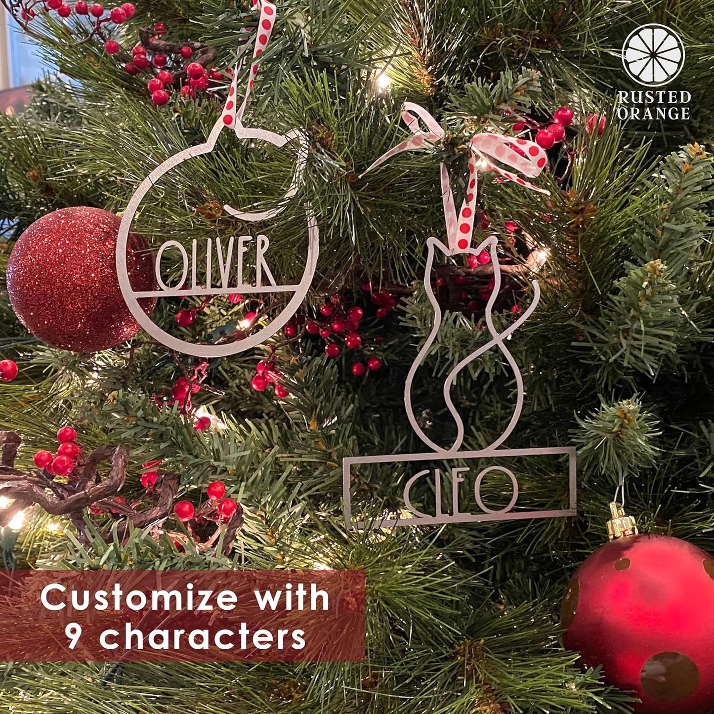 Man's Best Friend Personalized Pet Ornaments (2 Pack; 4 Inch) - Custom Name and Personalized Dog and Paw Design Christmas Ornaments for Christmas Tree