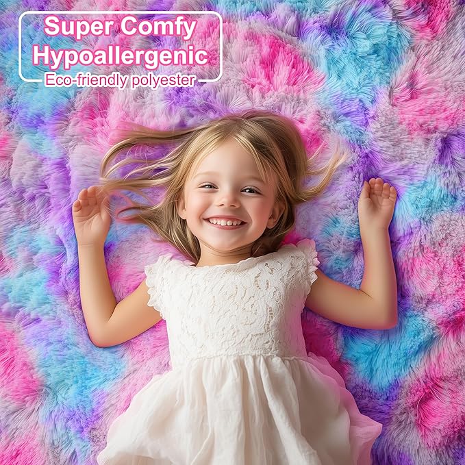 PAGISOFE Ultra Soft Rainbow Area Rugs for Bedoom Girls, 3x5 Ft, Fluffy Cute Colorful Pastel Princess Carpet for Kids Teens Nursery, Dorm Rug for Room Decor Aesthetic, Hot Pink Purple Bedroom Decor
