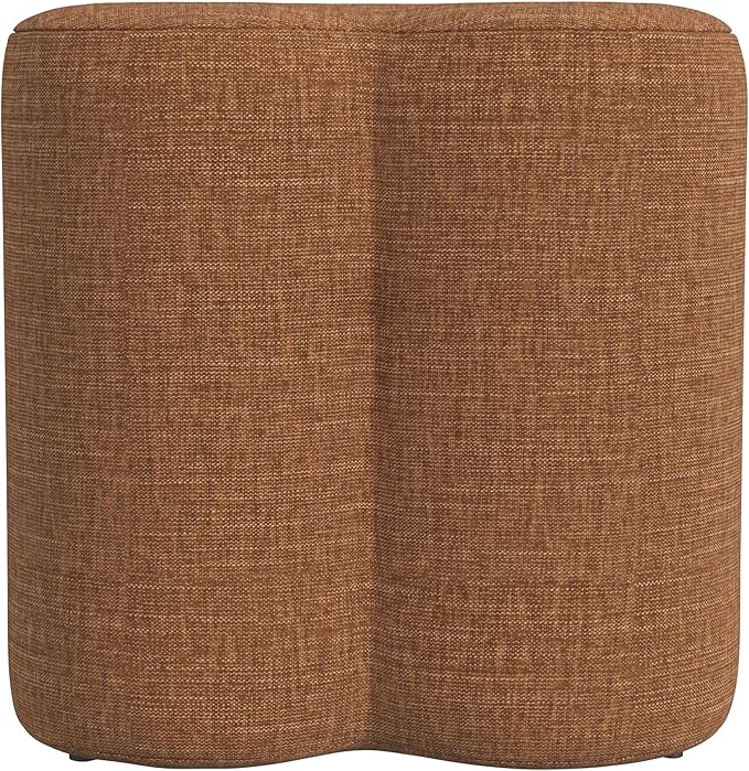 HomePop Upholstered Clover Shaped Ottoman|HomePop Home Décor|Foot Rest Ottoman - Rust Orange Chenille