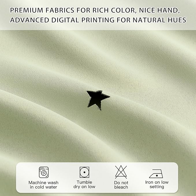 XiDi Green Short Blackout Curtains for Bedroom 54 Inches Long 2 Panels Set, Hollw Star Design, Thermal Insulated Energy Saving Window Treatment Curtains Blackout Drapes, W34 x L54 Inch, Sage Green