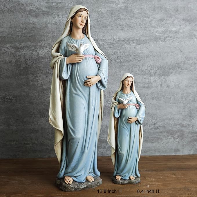 BC Catholic Expectant Mary Mother Statue, 12.8" H Blessed Virgin Mary Figure, Pregnant Mary for Pregnant Mom Gift, Inspirational Home décor of Peace Love Hope, Handpainted by Buildclassic