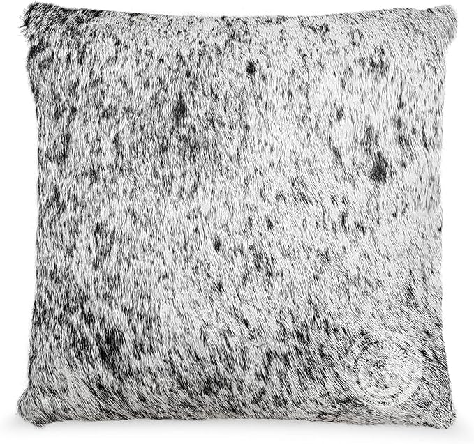 Sunshine Cowhides 100% Genuine Cowhide Pillow Cover - 15" x 15" Square Salt & Pepper Decorative Cow Print Pillows w/Zipper Closure for Couch or Bed Decor (Pillow Filler Not Included) - 1 Piece