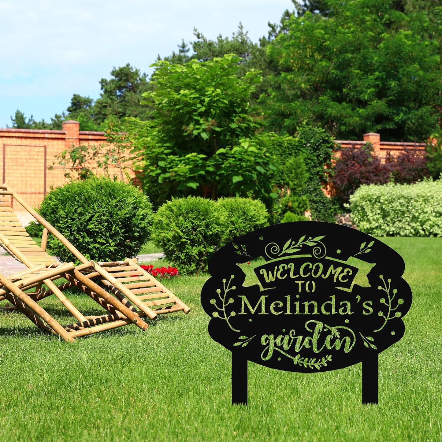 Personalized Metal Garden Sign with Stake, Custom Garden Decor for Outdoor, Custom Family Name Sign, Patio Decorations, Lawn Art, Farmhouse Decorative, Housewarming Gift (CstmDesign10)