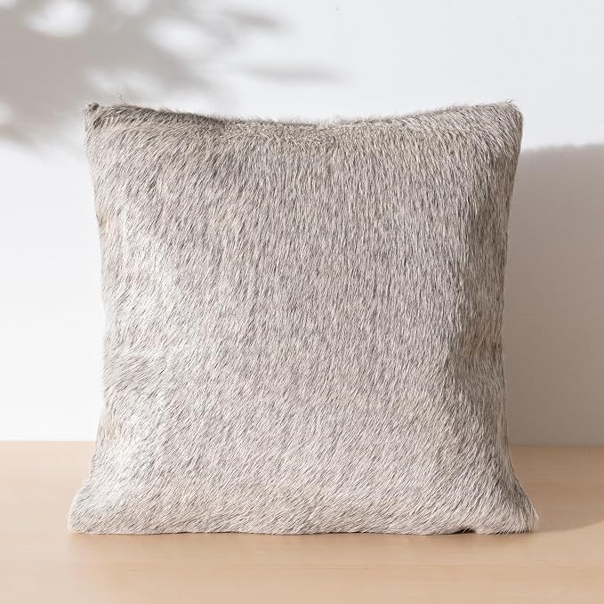 ecowhides 100% Genuine Brazilian Cowhide Pillow Cover – Luxury Leather Decorative Cushion for Rustic & Western Home Décor