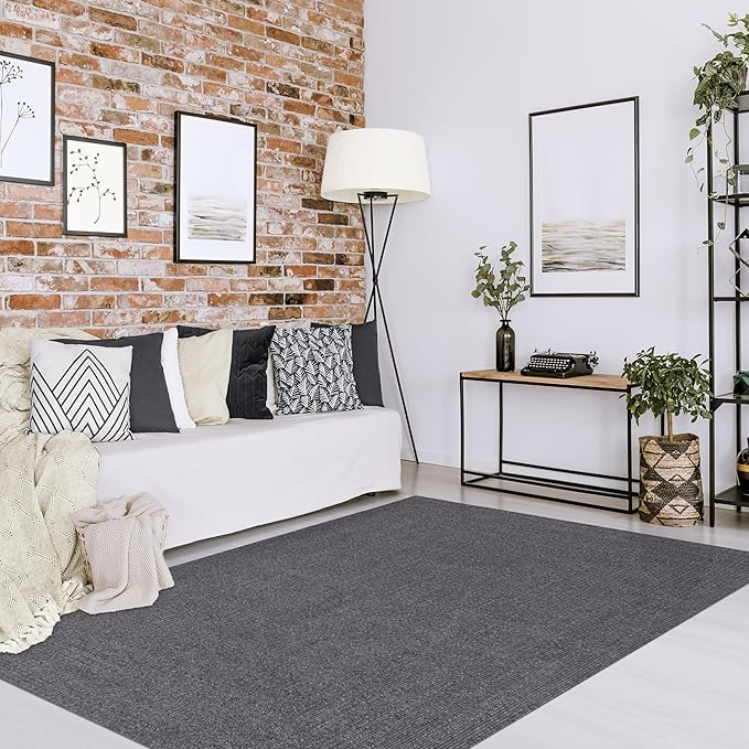 Superior Indoor/ Outdoor Large Area Rug, Reversible Braided Home Floor Decor for Living Room, Kitchen, Entryway, Patio, Front Porch, Deck, Modern, Boho, Farmhouse Style, 3' x 5', Charcoal