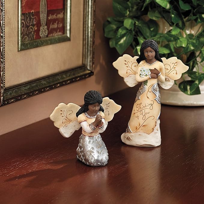 Pavilion - Elements in Faith Ebony Angel Figurine - 3-1/2-Inch, Praying