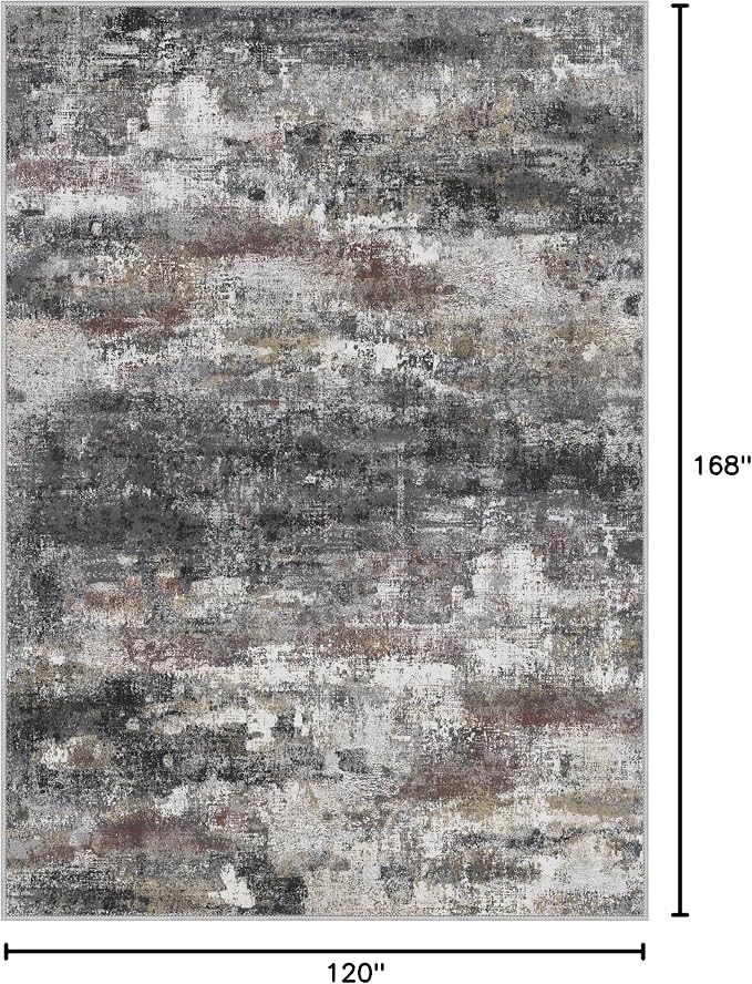 BEIMO Area Rugs 10x14 for Living Room Bedroom, Modern Abstract Machine Washable Large Dark Gray Rug, Soft Low Pile Floor Carpet with Non Slip Backing for Dining Room