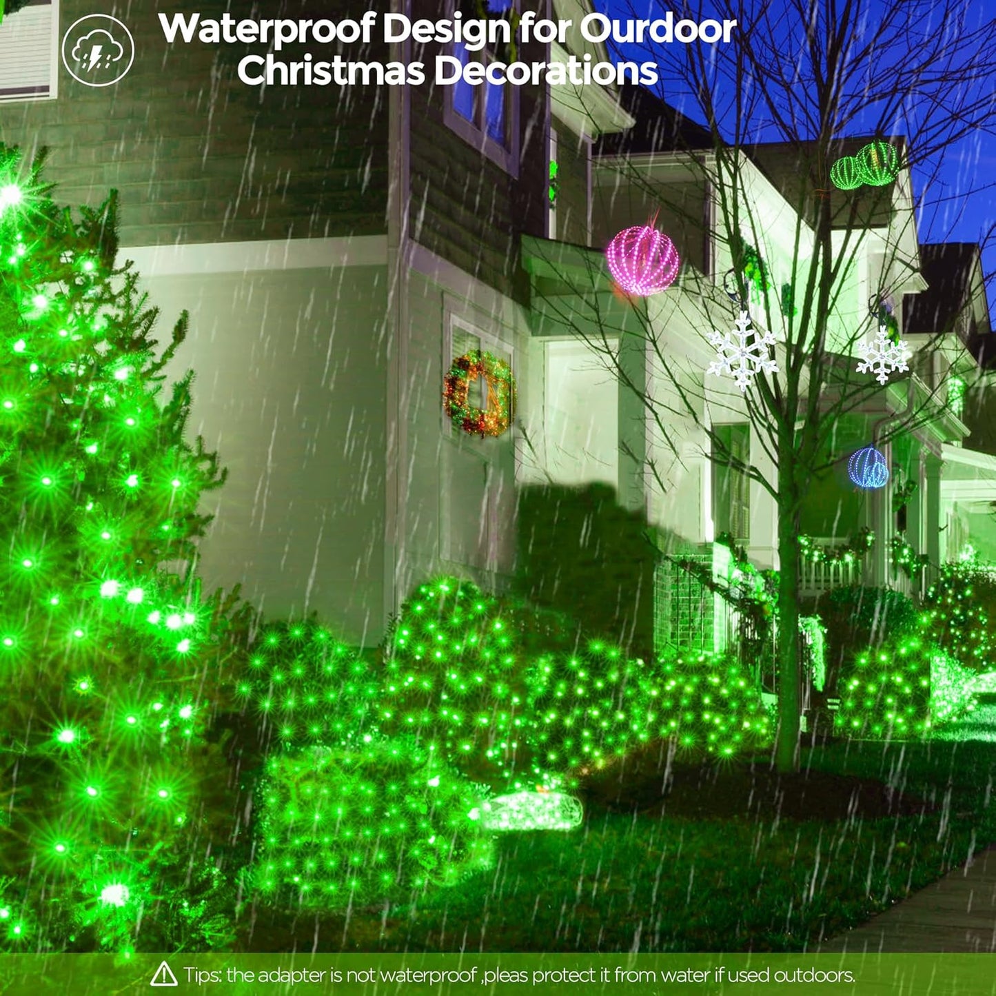 WBao Christmas Lights, 200LED 8.4ft x 5.2ft Net Lights Outdoor Mesh Light with 8 Modes, Timer, UL Certified, End to End Connectable, Waterproof for Lawn, Bushes Outdoor Christmas Decorations, Green