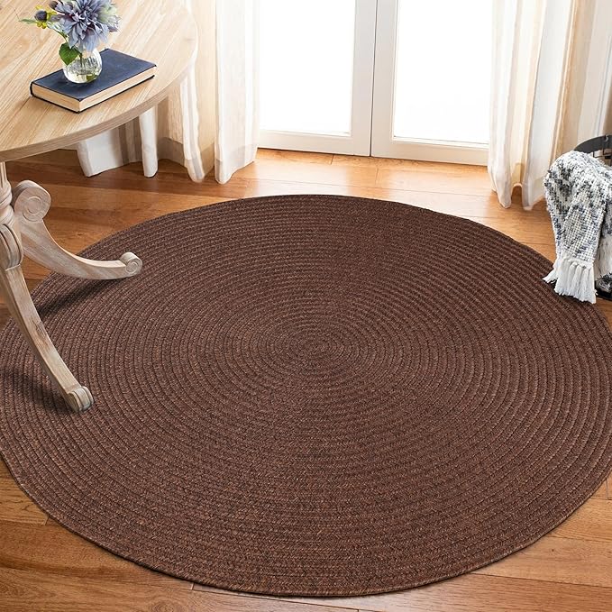 Superior Reversible Braided Indoor/Outdoor Area Rug, 6' round, Cocoa